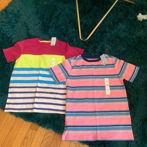 Colorful Striped Kids T-Shirts, short sleeve, size L 12/14 ( two shirts )